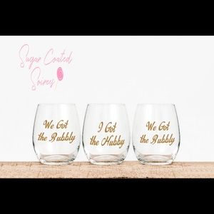 Bridal Shower Custom Hubby Bubbly Wine Glasses